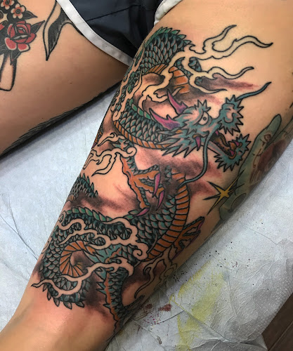 Waylon Hart’s Fat Dragon Tattoo in Houston